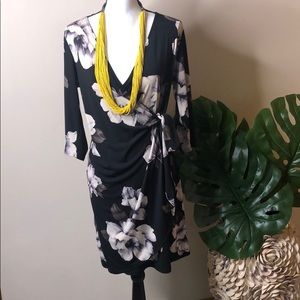 Purple rain polyester long sleeved floral dress